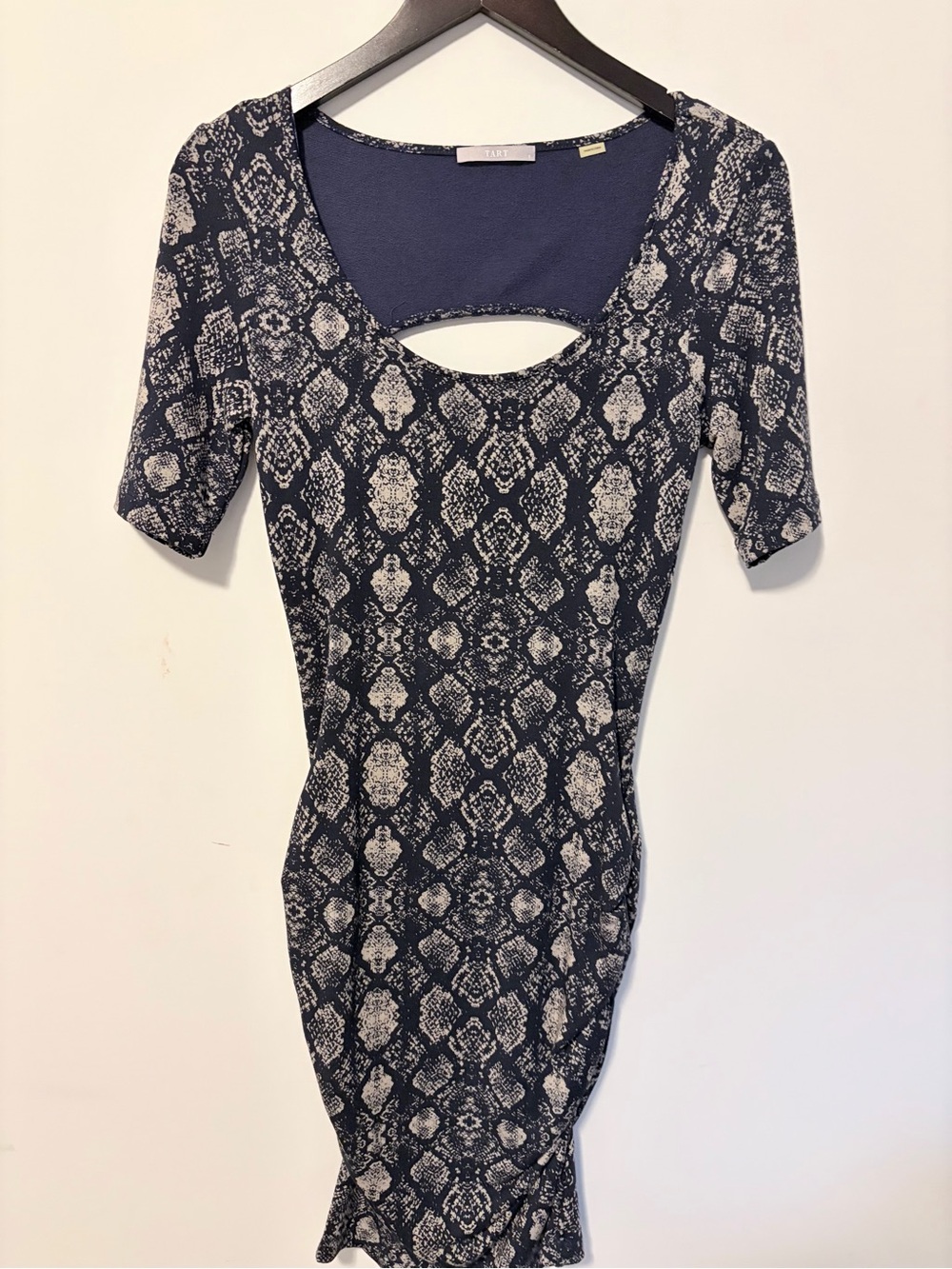 Tart Navy & Ivory Patterned Sheath Dress with Cutout
